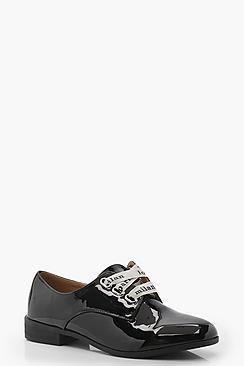 Boohoo Brooke Slogan Lace Up Brogues