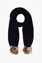Boohoo Eve Faux Fur Pom Knitted Scarf