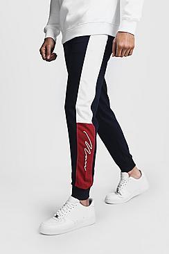 Boohoo Slim Fit Colour Block Man Signature Joggers