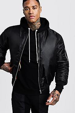 Boohoo Oversized Ma1 Bomber With Orange Lining