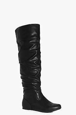 Boohoo Felicity Ruched Knee High Boot