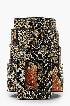 Boohoo Plus Faux Python Square Buckle Wide Belt