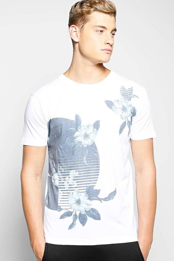 Boohoo Floral Print T Shirt White