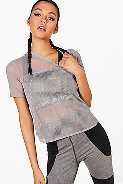 Boohoo Lola Fit Mesh Sports T-shirt
