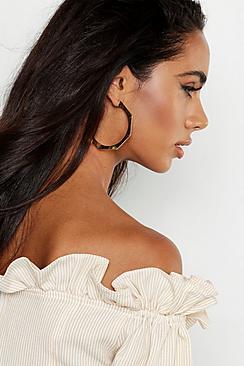 Boohoo Flat Open Edge Hoop Earrings