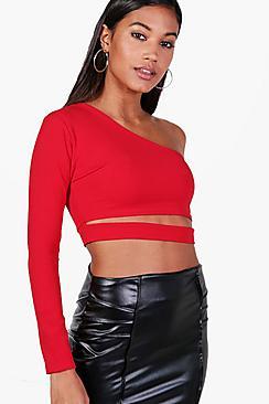 Boohoo Stella Crepe Ruffle Tie Front Crop Top