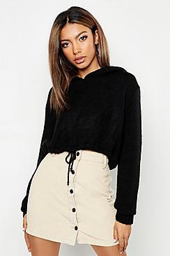 Boohoo Ruched Hem Crop Hoody