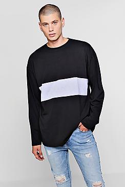 Boohoo Long Sleeve Oversized Colour Block T-shirt