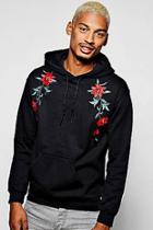 Boohoo Twin Floral Embroidered Hoodie