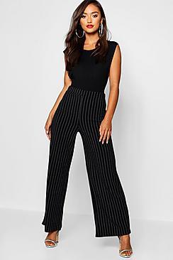 Boohoo Petite Pinstripe Wide Leg Trouser