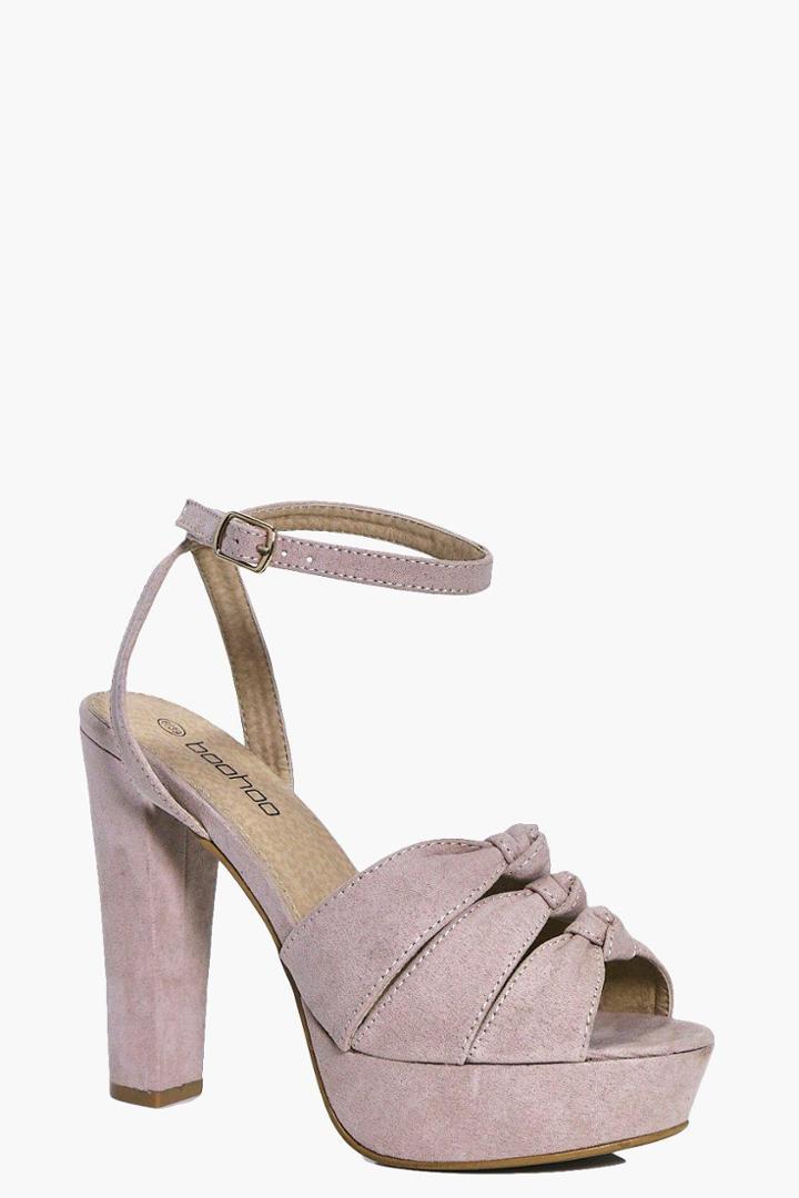 Boohoo Lizzie Triple Knotted Platform Heels Blush