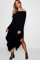 Boohoo Plus Esme Sheered Off The Shoulder Skater Dress