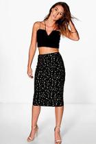 Boohoo Darcy Star Print Scuba Midi Skirt