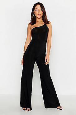 Boohoo One Shoulder Wide Leg Jumpsuit