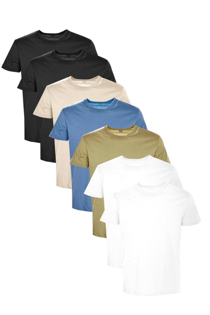 Boohoo 7 Pack Slim Fit Crew Neck T Shirts Multi