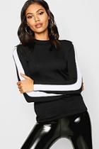 Boohoo Side Stripe High Neck Long Sleeve Top