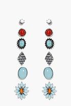 Boohoo Frances Turquoise Floral Stud Earring Set