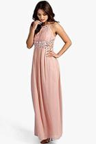 Boohoo Embellished Lace Detail Chiffon Maxi Dress