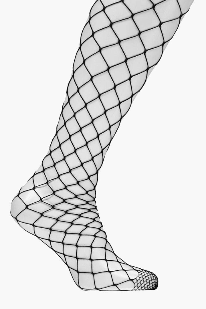 Boohoo Laura Oversized Diamond Fishnet Tights Black