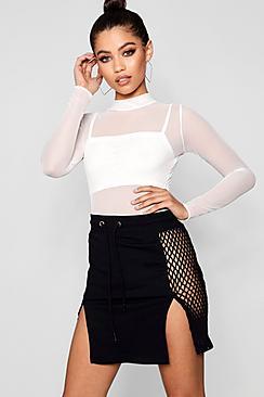 Boohoo Mollie Sports Mesh Sweat Mini Skirt