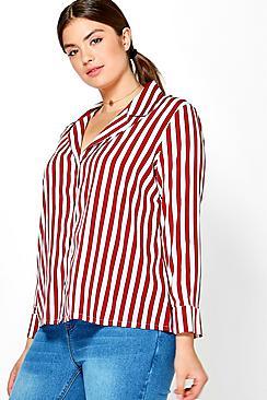 Boohoo Plus Verity Strpe Oversized Shirt