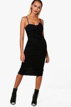 Boohoo Natalia Strappy Bow Front Midi Dress