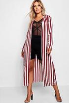 Boohoo Plus Woven Stripe Tie Belt Duster