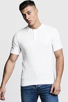 Boohoo Muscle Fit Ribbed Knitted Polo