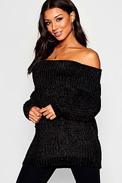 Boohoo Chunky Fisherman Knit Bardot Jumper