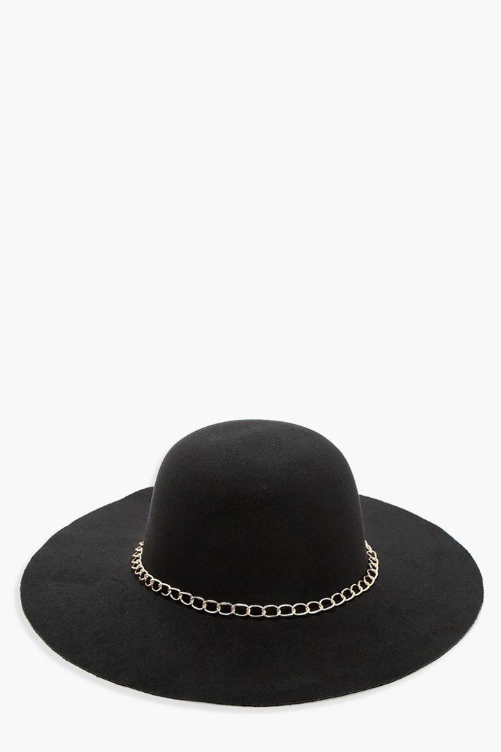 Boohoo Ellie Chain Floppy Hat Black