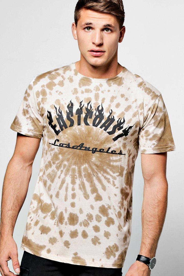 Boohoo Tie Dye T Shirt With Print Green
