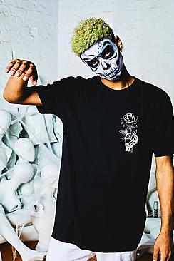 Boohoo Halloween Oversized Wilted Rose Back Print T-shirt