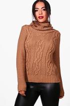 Boohoo Petite Sian Cowl Neck Cable Knit Jumper