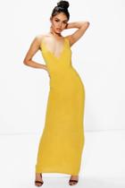 Boohoo Brea Slinky Wrap Top Open Back Maxi Dress Honeydew