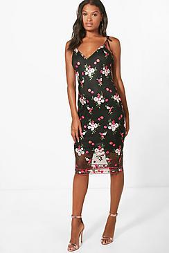 Boohoo Boutique Eve Embroidered Midi Dress