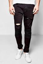 Boohoo Skinny Fit Black Biker Jeans