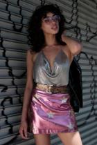 Boohoo Mia Leather Look Star Applique A Line Skirt Pink