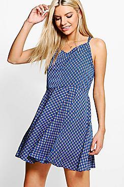 Boohoo Grace Printed Skater Dress