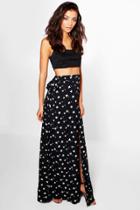 Boohoo Tall Maisy Star Print Woven Skirt Black