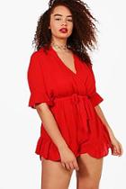 Boohoo Plus Iva Ruffle Hem Playsuit