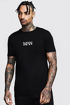 Boohoo Original Man Reflective Print T-shirt