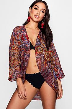 Boohoo Alice Paisley Print Beach Kimono