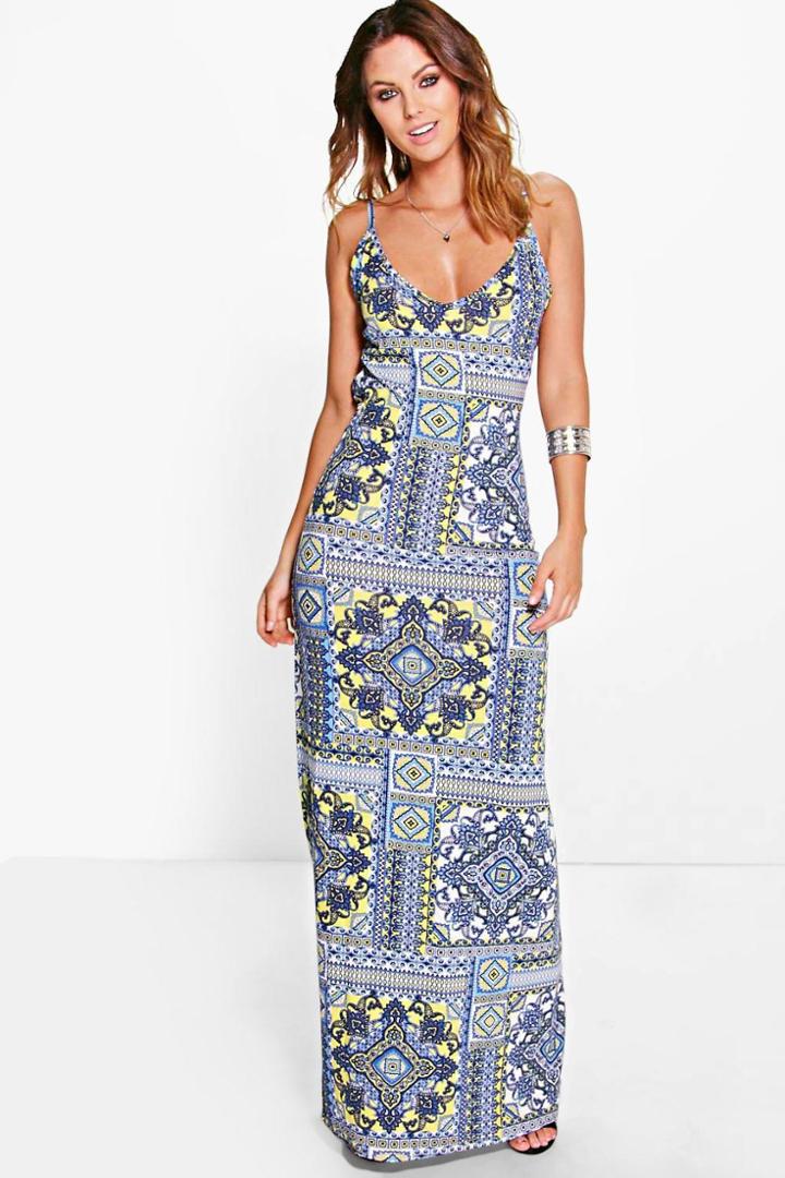 Boohoo Sandra Bright Paisley Maxi Dress Yellow
