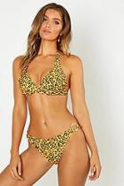 Boohoo Tangerine Leopard Push Up Triangle Bikini