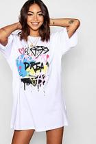 Boohoo Graffiti Dream Oversized T Shirt Dress