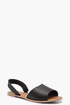 Boohoo Wide Fit 2 Part Peeptoe Leather Sandals