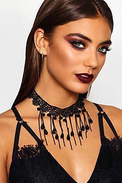 Boohoo Halloween Teardrop Gothic Choker