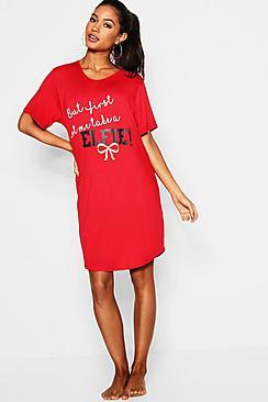 Boohoo Take An Elfie Christmas Sleep Tee