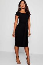 Boohoo Cap Sleeve Tie Back Midi Dress