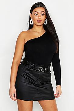 Boohoo Plus Jersey One Shoulder Basic Top